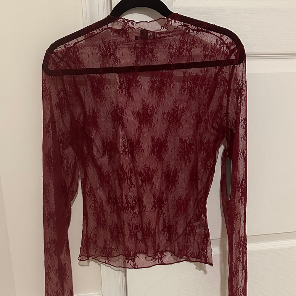 NWT Elegant Sheer Lace Top - Red